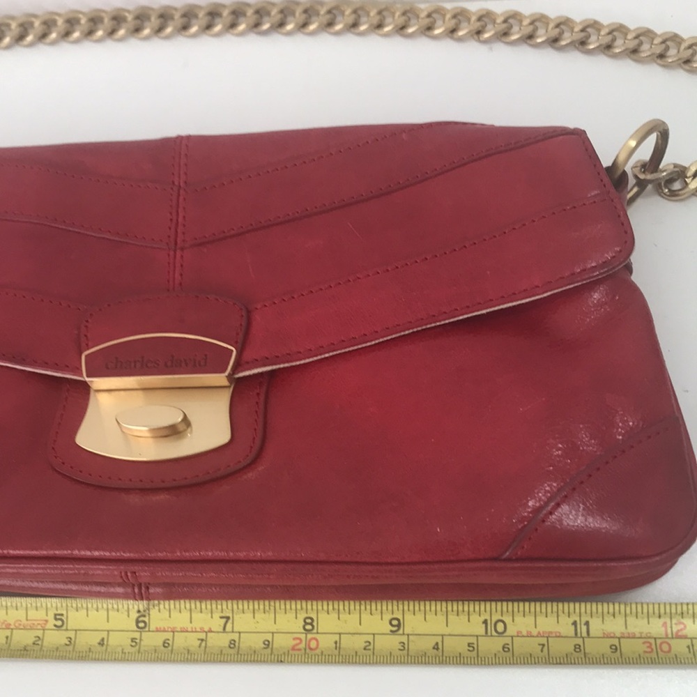 Gently Used, Vintage Charles David Ruby Red Bag - image 3